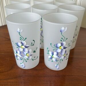 Hand Painted Frosted Drinking Glasses (8)